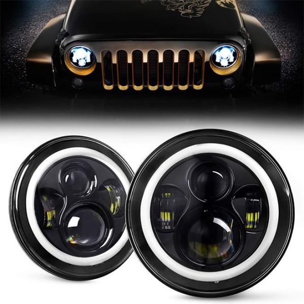 Đèn led Halo 7 inch cho xe Jeep Wrangler JK CJ TJ Harley Davidson Hummer H2 Royal Enfield Phụ kiện xe hơi