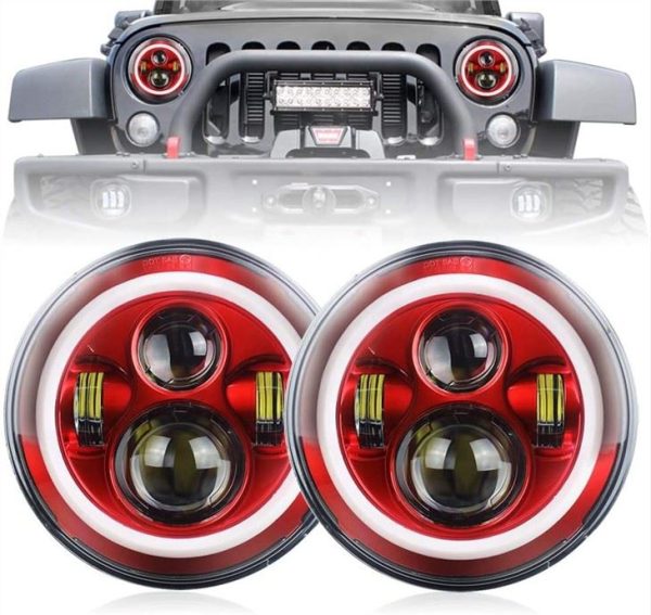 7 inch Red Halo Lights đối với Jeep Wrangler Red Halo đèn pha cho Jeep Wrangler JK