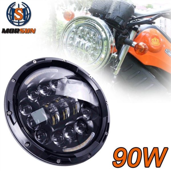 Đèn pha LED Chrome đen cho xe jeep JK TJ FJ DRL 90W Ánh sáng tròn với xe máy Halo