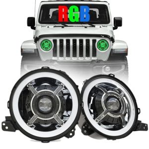 Thay đổi màu sắc mới đến 9 inch Đèn Led Halo cho đèn pha xe Jeep Wrangler JL 2018+ RGB JL