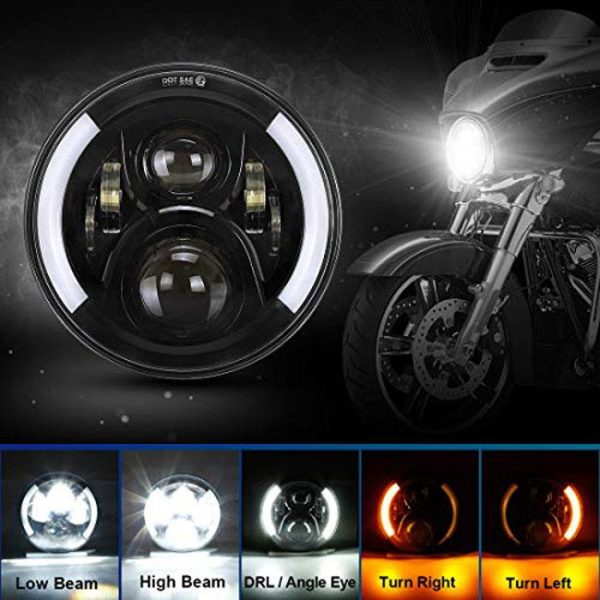 Đèn pha led DOT E-Mark 7 inch màu đen / Chrome dành cho xe Jeep Wrangler JK