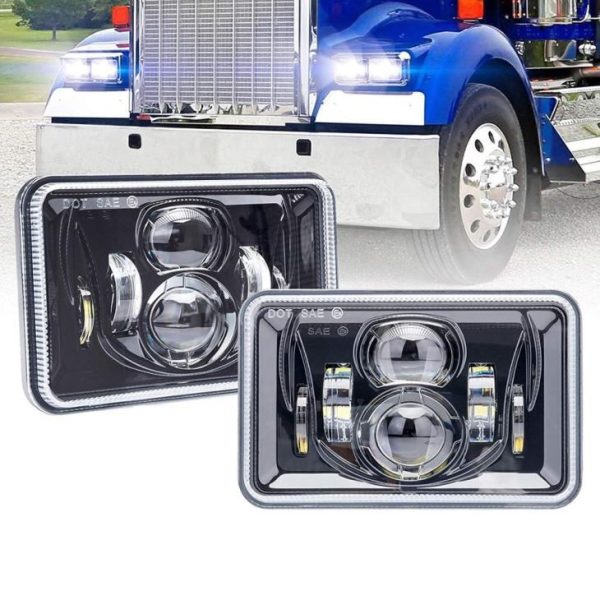 Đèn pha Led DOT SAE Kenworth Xe tải Led 4x6 Inch Đèn pha Led Kenworth T400 T600 T800 W900B W900L