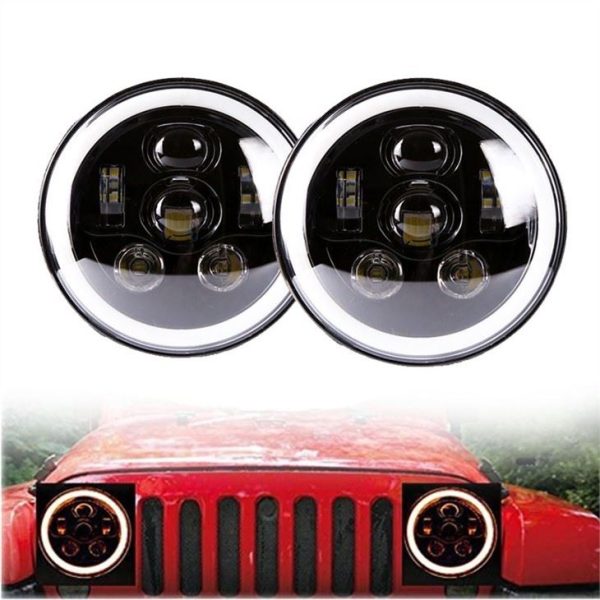 Đèn pha LED tròn Morsun Black Chrome 58w cho 07-17 Jeep Wrangler JK 4 cửa không giới hạn