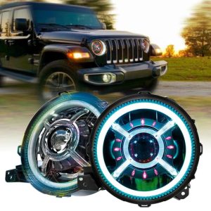 Vòng tròn 9 inch của xe Jeep JL 2018 RGB Vòng tròn Jeep Wrangler Thay đổi màu sắc Đèn pha Halo Led