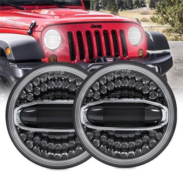 Đèn pha tròn Morsun 7inch cho 2007-2017 Jeep Wrangler JK với halo màu vàng trắng