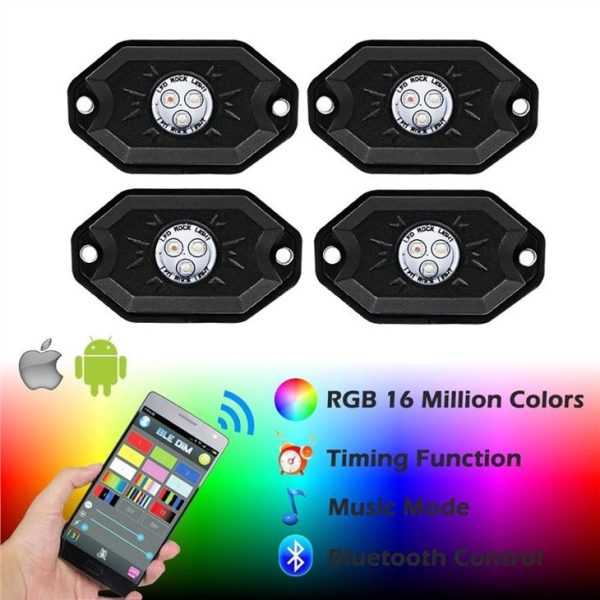 Morsun Led Pods Light RGB Thời gian âm nhạc Chơi điện thoại Điều khiển ứng dụng 4 Pod cho xe hơi