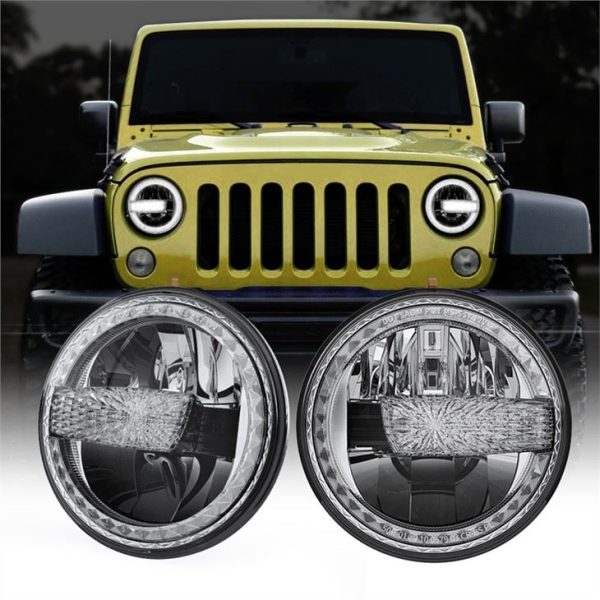 Máy chiếu đèn pha hình tròn thiết kế độc đáo Morsun với vầng hào quang cho xe Jeep Wrangler Jk