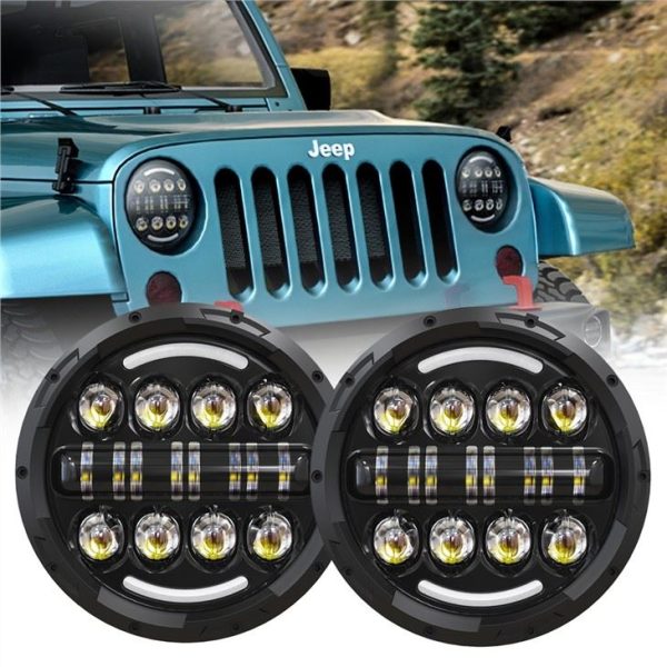 Đèn pha chùm kín 7inch cho 07-17 Jeep Wrangler Hi-Lo Beam H4 12V 24V Headlamp With Halo